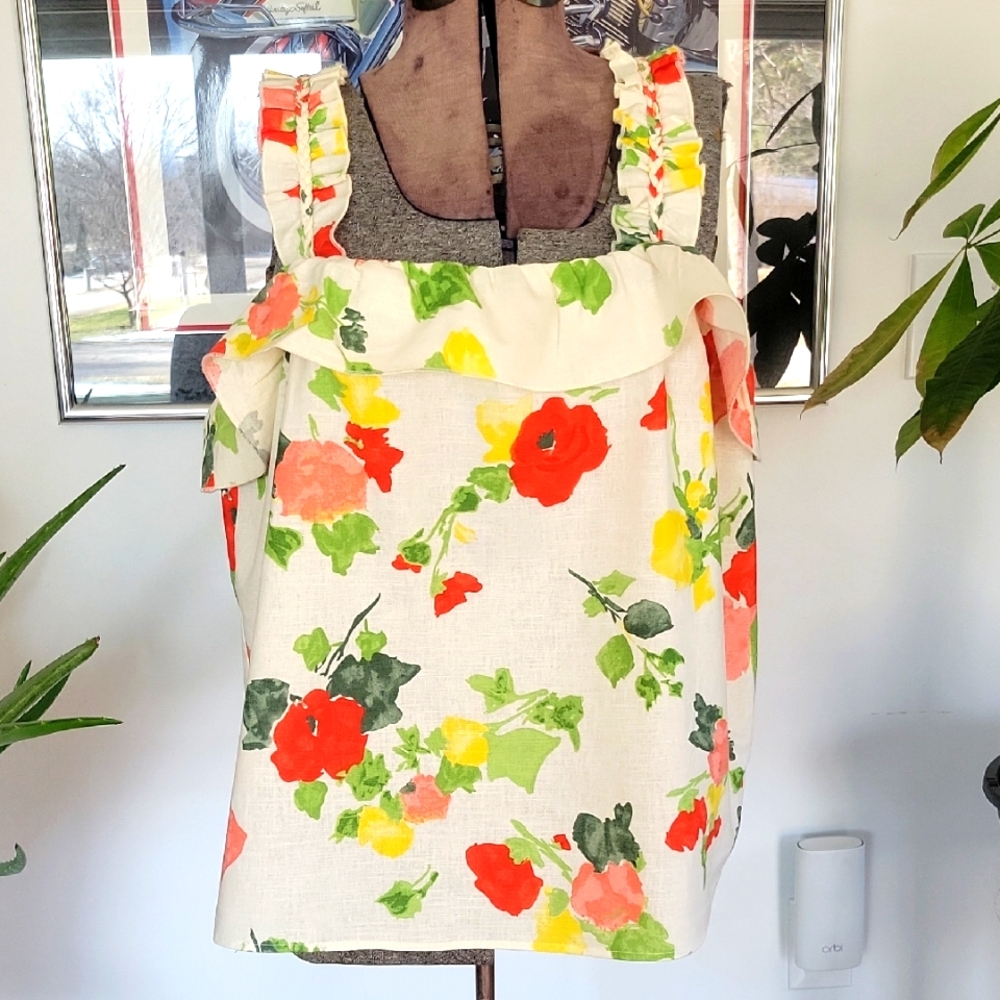 Sezane Floral Top, Cream, XL- 2XL, EUC